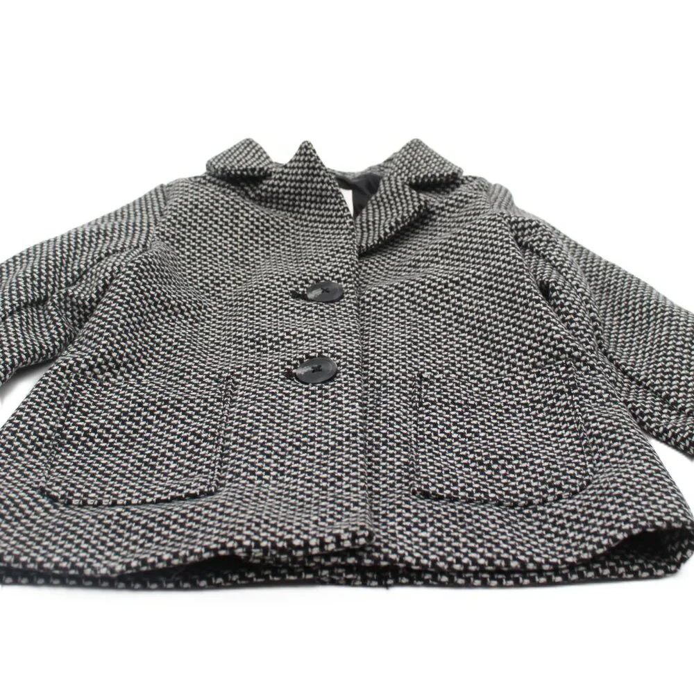 Old Navy Toddler Black & White Tweed Wool Blend Peacoat 2 Pockets Size 2T 2A NWT
